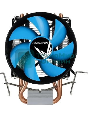 Кулер Aerocool Formula Verkho 2 серебристый/синий 90мм алюминий+медь 2000rpm 25db 4-pin 110W 142мм