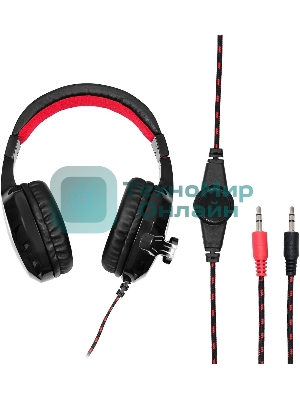Гарнитура проводная с микрофоном Oklick Phoenix HS-L320G черный/красный 1.9м мониторы оголовье (NO-3000)
