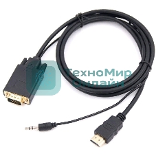 Кабель-переходник аудио-видео Premier 5-983AU HDMI (m)/VGA (m) 1.8м. черный (5-983AU 1.8)