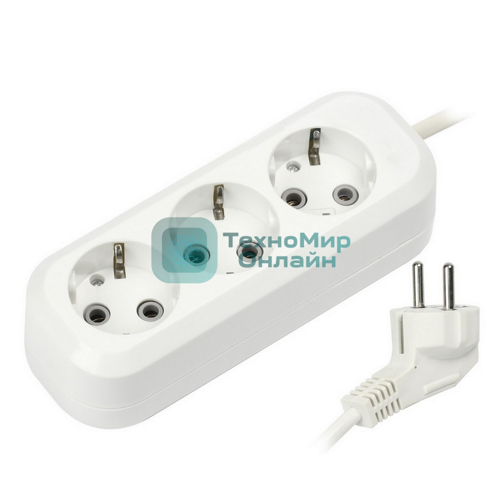 Удлинитель Smartbuy (SBE-16-3-1.5-Z) 3 гнз х 1,5 м (16А/3.5 кВт, ПВС 3х1.0)