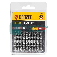 Набор бит Denzel двухстор., PH2-PH1х45 мм, сталь S2, 10 шт.