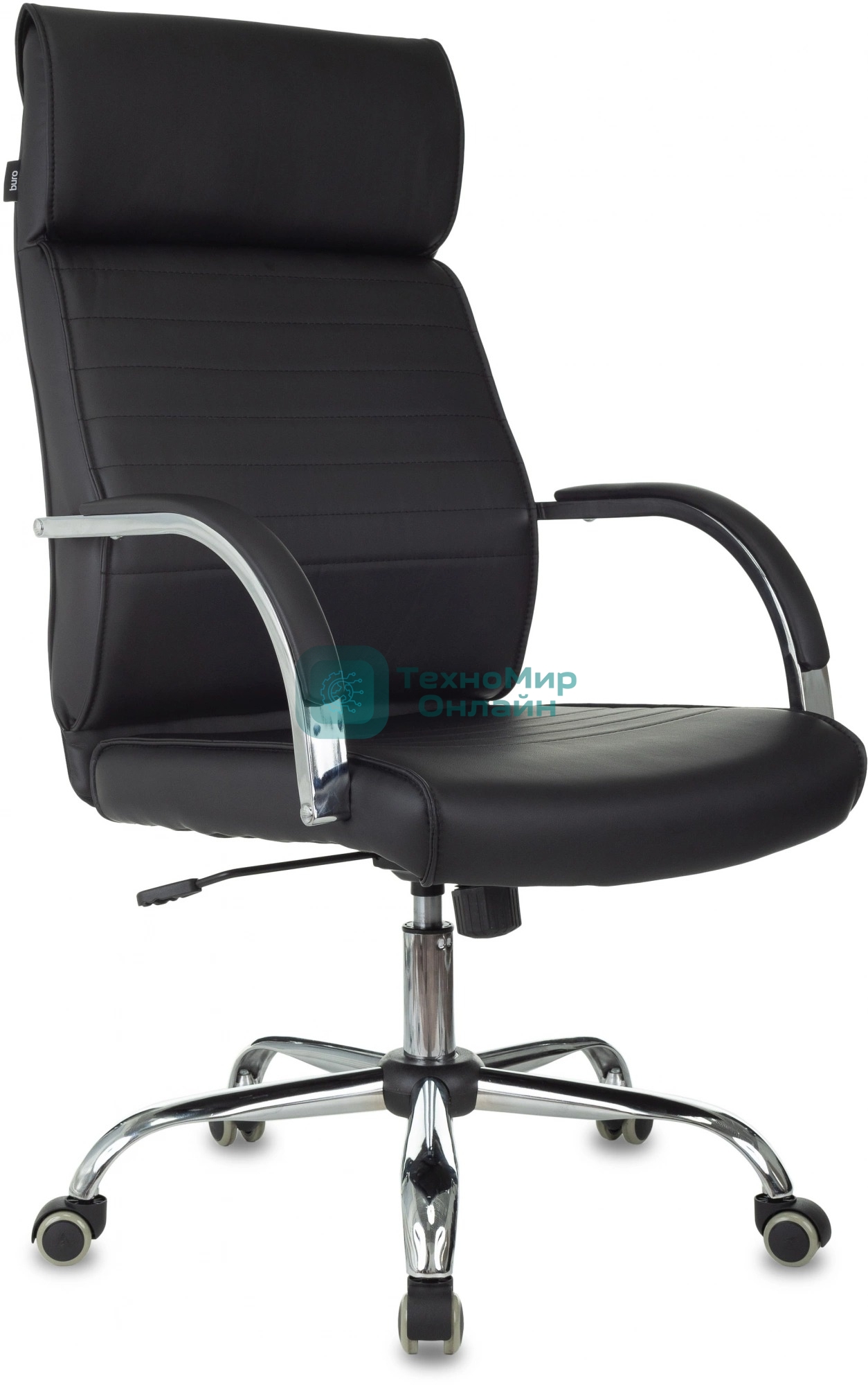 Кресло руководителя Бюрократ T-8010SL/BLACK черный, искусственная кожа, крестовина хром