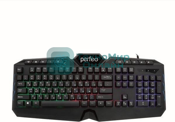 Клавиатура проводная PERFEO (PF_B3410) VISION Multimedia, GAME DESIGN, подсв. 3 цвет USB, черн