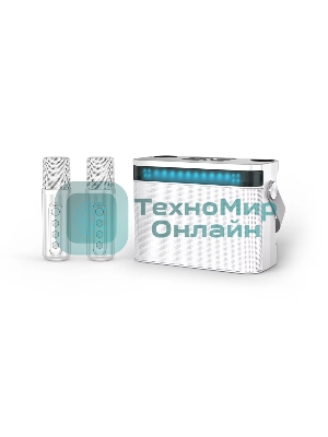 Переносная караоке система TRS2403 iconBIT K902W Колонка 10Вт, 2 микрофона Bluetooth, световые эффекты, аккумулятор в колонке 3000mAh и микрофонах, 22.3*9.6*15.7CM, белый