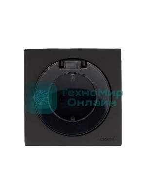 Розетка 1-м СП OSEN с заземл. с крышкой ПБТ механизм черный бархат LEZARD 743-4288-123B