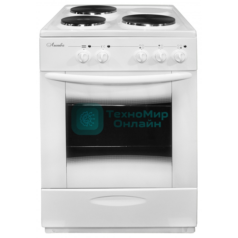 Плита электрическая Лысьва ЭП 301 МС белый, конфорок 3 шт, духовка 57 л, 50 см x 84 см x 60 см (без крышки)