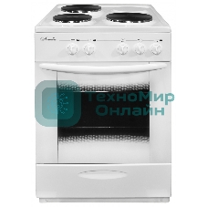 Плита электрическая Лысьва ЭП 301 МС белый, конфорок 3 шт, духовка 57 л, 50 см x 84 см x 60 см (без крышки)