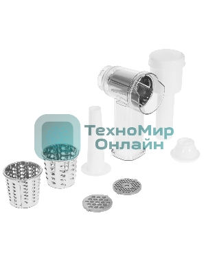 Мясорубка электрическая RENOVA MG200-R1WL белый, 2000 Вт, 2.0 кг/мин, реверс, защита от перегрузки, металлический лоток, насадки - 8