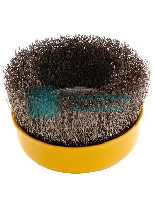 Щетка для УШМ Denzel 100 мм, М14, чашка, витая нержавеющая проволока 0,3 мм