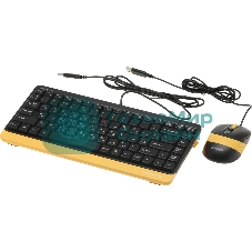 Комплект клавиатура+мышь A4Tech FStyler F1110 проводной, USB, 2000 DPI, чёрный/жёлтый