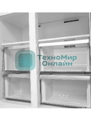 Холодильник LEX LCD450BmID синий металлик трехкамерный 288/129л морозилка снизу, No Frost, Side-by-Side