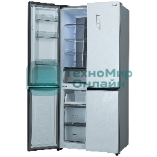 Холодильник Бирюса CD 496 TWG текстурированное белое стекло трехкамерный 334/162л морозилка снизу, NoFrost, Side by Side