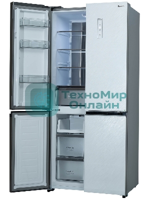 Холодильник Бирюса CD 496 TWG текстурированное белое стекло трехкамерный 334/162л морозилка снизу, NoFrost, Side by Side