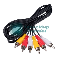 Кабель аудио/видео Cablexpert CCV-539-1.8M-N, 3xRCA/3xRCA, 1.8м, черный, пакет