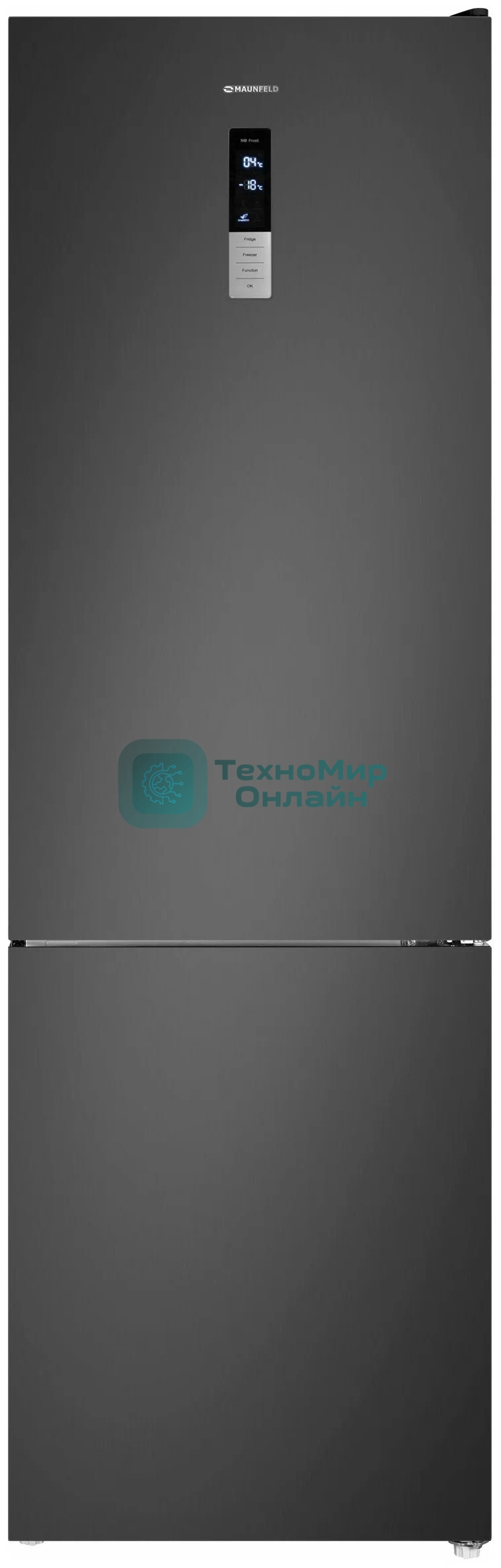 Холодильник Maunfeld MFF200NFSBE черная сталь, двухкамерный, 271/106 л, морозилка снизу, Total No Frost