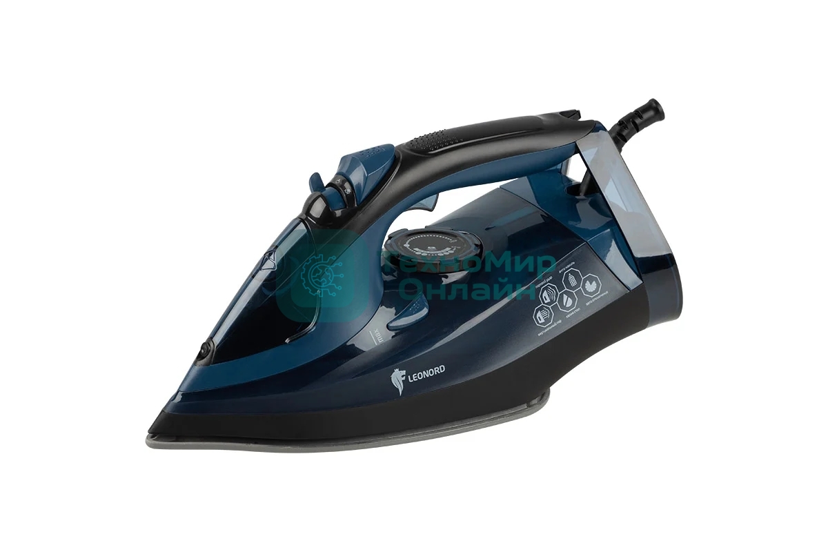 Утюг LEONORD LE-1801 черно-синий (3000 Вт, пар, спрей, пар. удар, самооч.,керамическая подошва)