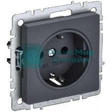 Розетка 1-местная IEK BRITE 16А РС11-1-0-БрГ с заземлением, без защитных шторок, 16А, графит