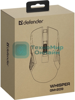 Мышь беспроводная/проводная Defender Whisper GM-209 белый, 7200 dpi, радиоканал, Bluetooth, USB, кнопки - 8