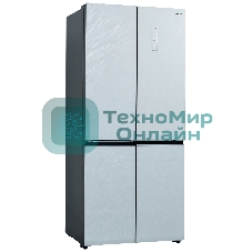 Холодильник Бирюса CD 496 TWG текстурированное белое стекло трехкамерный 334/162л морозилка снизу, NoFrost, Side by Side