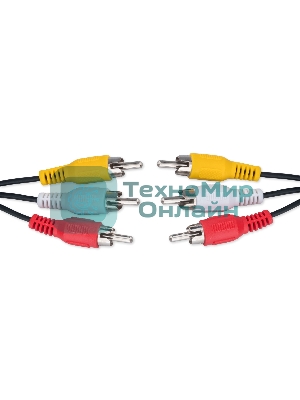 Кабель аудио/видео Cablexpert CCV-539-1.8M-N, 3xRCA/3xRCA, 1.8м, черный, пакет