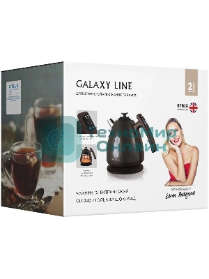 Чайник электрический Galaxy Line GL 0343, горький шоколад, металл, 2200 Вт, 1.7 л