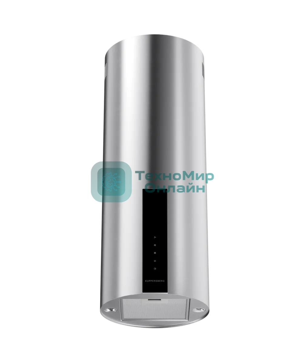 Вытяжка Kuppersberg, цилиндрическая, настенная, 35 см, сенсорное управление, таймер, отвод/рециркуляция, 3 скорости, производительность 850 м3/ч, LED освещение, обратный клапан, уровень шума 68 дБ, угольный фильтр CF110 (опция), цвет нержавеющая сталь