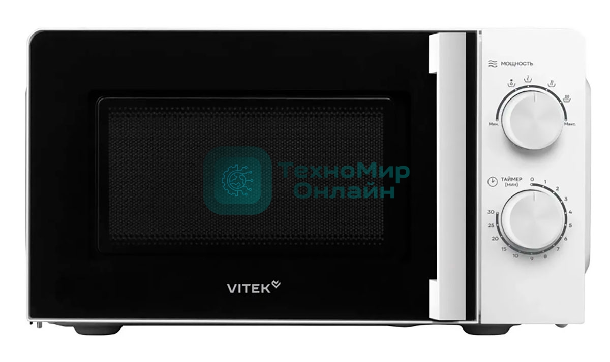 Микроволновая печь Vitek VT-MW0120 белый/серебристый, 20 л, 700 Вт, переключатели - поворотный механизм