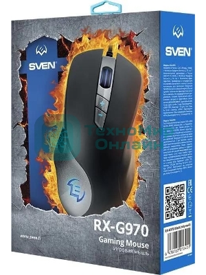 Мышь проводная SVEN RX-G970 черный, 4000 dpi, USB, кнопки - 7