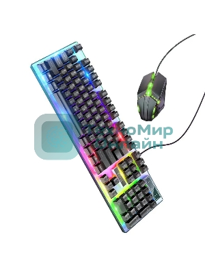 Комплект клавиатура+мышь Hoco GM18 Luminous проводной, USB, 1200 DPI, чёрный