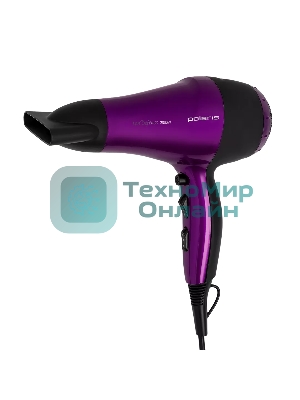 Фен Polaris PHD 2077i фиолетовый/черный, 2000 Вт, компактный, ионизация