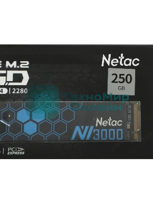 Накопитель SSD Netac NV3000, 250Gb, PCIe 3.0 x4, M.2 2280, NVMe, R/W 3000/1400