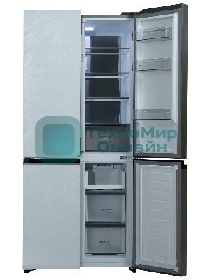 Холодильник Бирюса CD 496 TWG текстурированное белое стекло трехкамерный 334/162л морозилка снизу, NoFrost, Side by Side