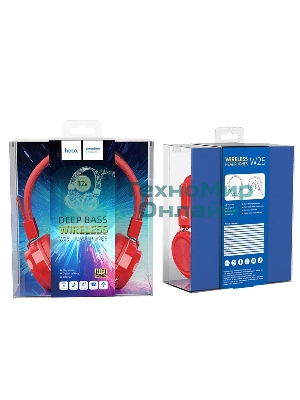 Беспроводные/проводные наушники Hoco W25 красный, полноразмерные, Bluetooth + проводной, до 12 ч.