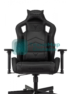 Кресло Knight Gladiator черный, экокожа, 120 кг, механизм качания