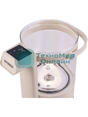 Чайник электрический Hyundai HYK-G7700 2.5 л, 2200 Вт, кремовый/черный корпус: стекло