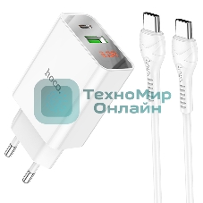 Сетевое зарядное устройство HOCO (6931474769824) C100Aaa 1USB+1Type-C 3.0A QC3.0 PD 20W, белый