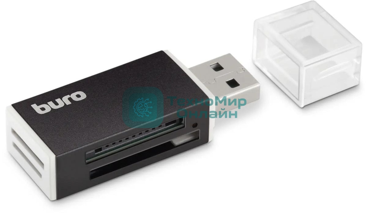 Кард-ридер Buro BU-CR-3104/черный/MMC/MS/MS Duo/MS Pro/RS-MMC/SD/SDHC/TF/mini-SD/USB 2.0/пластик