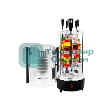 Шашлычница электрическая Galaxy Line GL 2610, серый, 1000 Вт, 5 шампуров из высококачественной нержавеющей стали, автоматическое вращение шампуров на 360°, долговечный керамический нагревательный элемент, защитный кожух из пищевого алюминия