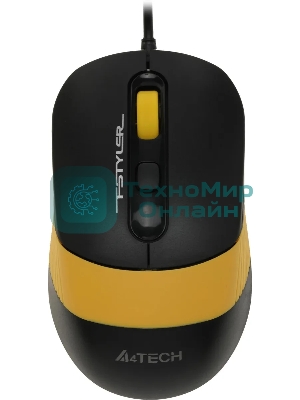 Комплект клавиатура+мышь A4Tech FStyler F1110 проводной, USB, 2000 DPI, чёрный/жёлтый