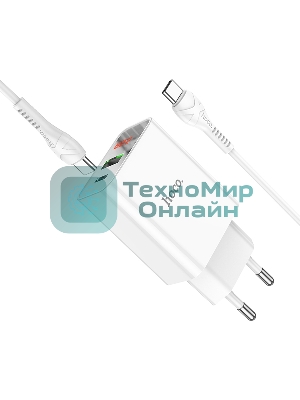 Сетевое зарядное устройство HOCO (6931474769824) C100Aaa 1USB+1Type-C 3.0A QC3.0 PD 20W, белый