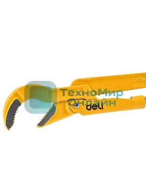 Трубный рычажный ключ №3 с изогнутыми губками Deli DL105267 560мм, раскрытие губок 0-67мм, сталь Cr-V