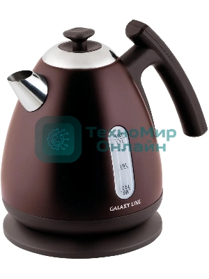 Чайник электрический Galaxy Line GL 0343, горький шоколад, металл, 2200 Вт, 1.7 л