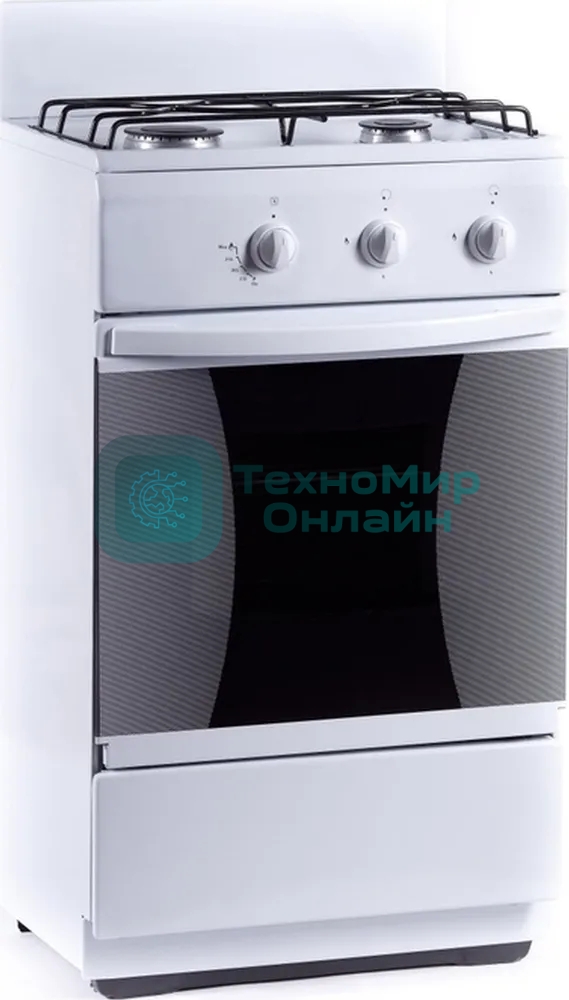 Плита газовая Flama CG 3202 W/B белый, конфорок 2 шт, духовка 30 л, 50 см x 85 см x 38 см