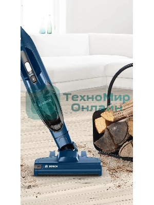 Пылесос вертикальный Bosch BCHF 2MX20 синий, питание от аккумулятора, 150 Вт, уборка сухая, пылесборник 0.4 л