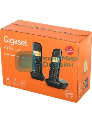 Радиотелефон Dect Gigaset A170 DUO черный (труб. в компл.:2шт) АОН