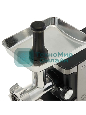 Мясорубка электрическая DELTA LUX DE-605M черный, 4500 Вт, 2.8 кг/мин, реверс, защита от перегрузки, насадки - 5