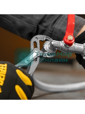 Клещи переставные Denzel кнопочный механизм, обливные рукоятки, 180 мм