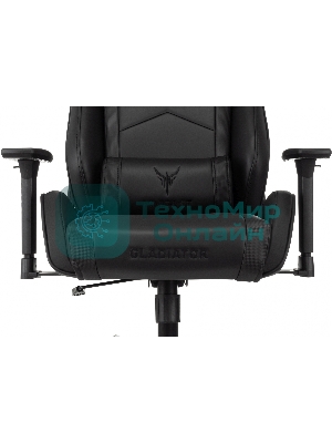 Кресло Knight Gladiator черный, экокожа, 120 кг, механизм качания