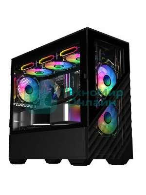 Компьютерный корпус 1STPLAYER DK D7 черный mATX 3x120мм LED fans D7-BK-3F1