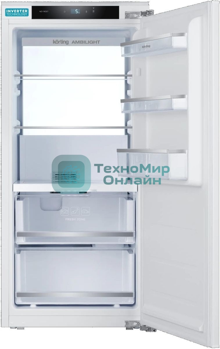 Встраиваемый холодильник Korting KSI 1221, белый однокамерный 173л, морозилка отсутствует, капельное